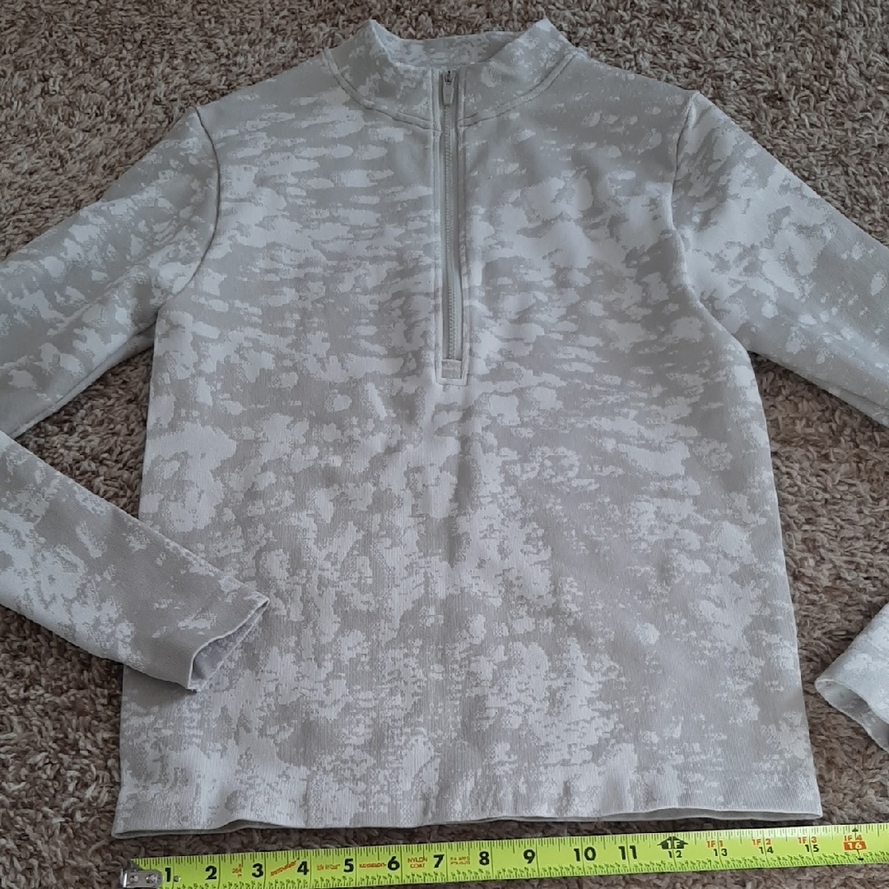 Fabletics Taupe Textured Half-Zip Sweatshirt